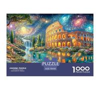Colosseum by Waterfall in Starry Night Puzzle Da 1000 Pezzi Fantasy Architecture Perfetto Per Le Serate Di Giochi, Adulti E Bambini 70x50cm/1000pcs