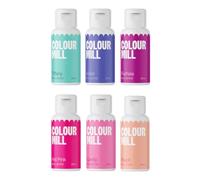 Colour Mill Oil Blend Food Colouring Set Fairy Tale: Colorante Alimentare Liposolubile a Base di Olio: Tiffany, Violet, Fuschia, Hot Pink, Candy, Peach - Set 6 x 20 ml