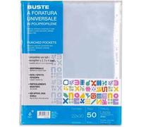 Colourbook 50 Buste Forate A4 per Raccoglitori, Spessore Rinforzato Antistrappo, Trasparenza Crystal Clear