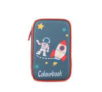 Colourbook Astuccio 1 Zip Completo 30 Pezzi, Joy Space, Set Cancelleria Scuola Con Pastelli Pennarelli E Accessori, Astuccio Organizzato Con Elastici Interni, Tessuto Resistente Per Bambini Elementari