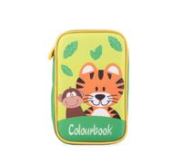 Colourbook Astuccio Joy Tiger 1 Zip Completo 36 Pezzi, 18 Pastelli 18 Pennarelli Penne Cancellotte Matita Gomma Forbici Colla Righello, Per Scuola Elementare