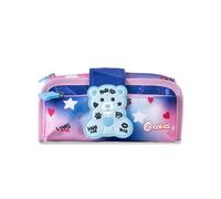 Colourbook - Astuccio Portapenne 2 in 1 Coccolotti, Doppio Scomparto con Zip, Puller in Silicone (Love Azzurro)