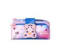 Colourbook - Astuccio Portapenne 2 in 1 Coccolotti, Doppio Scomparto con Zip, Puller in Silicone (Love Rosa)