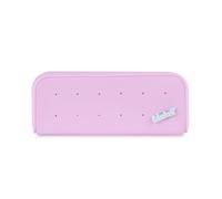 Colourbook - Astuccio Portapenne in Silicone Morbido, Personalizzabile con 12 Fori per Pin, Zip a Contrasto, Lavabile, Adatto per Scuola e Lavoro, Rosa, Silicone