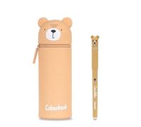 Colourbook Astuccio Portapenne Silicone Morbido Gommy Pets Teddy - Funzione 2 in 1 Astuccio e Portapenne da Tavolo, Interamente Lavabile, con Penna Cancellabile Blu Inclusa