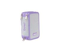 Colourbook Astuccio Scuola 3 Zip Glitterato Completo 44 Pezzi (Lilla)