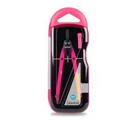Colourbook Balaustrone Doppio Snodo, Compasso Disegno Tecnico Con Vite Micrometrica, Set Con Astuccio Rigido E Tubetto Mine, In Acciaio Inox Nickel Free, Rosa Fluo, Per Scuola Tecnica Geometria