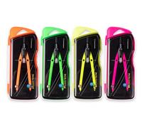 Colourbook Balaustrone Fluo a Doppio Snodo - Compasso Tecnico di Precisione in Acciaio Inox, Ideale per Disegno Architettonico e Scolastico (Rosa Fluo)