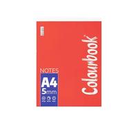 Colourbook Blocco Appunti Brossurato Quadretti 5mm per Medie e Superiori Formato A4, 140 Pagine, Carta 60g, Rilegatura Brossura Fresata, Design Rosso