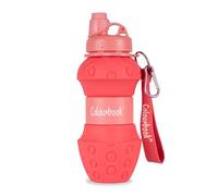 Colourbook - Borraccia Bambini Silicone Up&Down, Leggera e Compatta, Moschettone in Acciaio (Fragola)