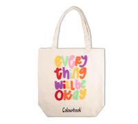 Colourbook Borsa Tote Cotone Everything Scritta Rilievo Lana 37x39 cm Lavabile Lavatrice Multiuso Palestra Ufficio Spiaggia Spalline Rinforzate Shopper