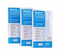 Colourbook Buste Forate A4, Polipropilene Pesante Trasparente, Finitura Liscia, Foratura Universale, Formato 22x30, Buste Porta Documenti per Raccoglitori, Scuola e Ufficio, 150 Pezzi
