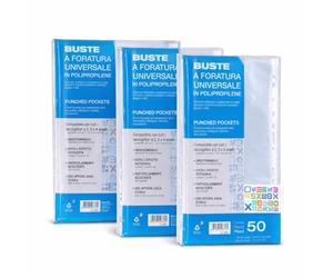 Colourbook Buste Forate A4, Polipropilene Pesante Trasparente, Finitura Liscia, Foratura Universale, Formato 22x30, Buste Porta Documenti per Raccoglitori, Scuola e Ufficio, 150 Pezzi