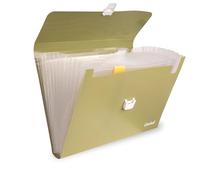 Colourbook Cartella Portadocumenti Espandibile 13 Scomparti A4 Verde Militare, Classificatore A Soffietto Con Chiusura Sicurezza, Archivio Documenti Ufficio Scuola Pratico E Resistente