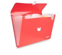 Colourbook Cartella Portadocumenti Espandibile A4 Rossa 13 Scomparti Con Etichette, Organizer Documenti Con Chiusura A Scatto, Cartella Archiviazione Scuola Ufficio