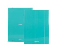Colourbook Cartellina 3 Lembi A4 Con Elastico, Cartone Plastificato Resistente, Chiusura Con Elastico Piatto, Portadocumenti Per Scuola E Ufficio (Verde acquamarino)