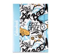 Colourbook - Cartellina 3 Lembi Chiusura con Elastico, Portadocumenti A4 Abstract, Dorso 1 cm, Dimensioni 25x35 cm (Graffiti)