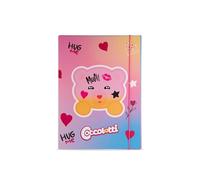 Colourbook - Chiusura con Elastico, Portadocumenti A4 Coccolotti Love&Tell, Dorso 1 cm, Dimensioni 25x35 cm (Love Azzurro)