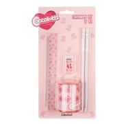 Colourbook Coccolotti Set Cancelleria Scuola 5 Pezzi, 2 Matite HB con Gomma, Gomma da Cancellare, Righello 16 cm, Temperamatite 2 Fori con Serbatoio, Licenza Ufficiale, Classic Rosa