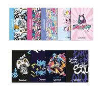 Colourbook - Confezione 12 Quaderni Abstract, Formato A4, 72 Pagine, 100 g/m² (Rigatura C - Righe con Margini per 4° e 5° Elementare)