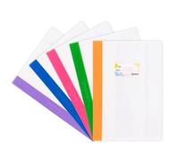 Colourbook Copertine Trasparenti per Quaderni A4, Plastica Robusta, Alette Salva Angoli Rinforzate, Banda Colorata, Etichetta Nome, 5 Pezzi (DARK)