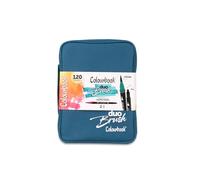 Colourbook Duo Brush - 120 Pennarelli Professionali, Doppia Punta 2.5mm e 5mm, (Blu)