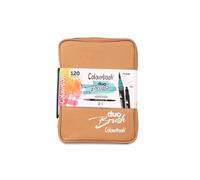 Colourbook Duo Brush - 120 Pennarelli Professionali, Doppia Punta 2.5mm e 5mm, (Sabbia)