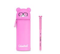 Colourbook Gommy Pets Orso - Astuccio Silicone Morbido 2 in 1 Portapenne Da Tavolo, Soft Touch Lavabile, Penna Cancellotta Blu Inclusa