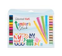 Colourbook Kids Set 24 Tempera Stick - Tempere Solide Lavabili per Bambini, Colori Vivaci Alta Coprenza, Asciugatura Rapida, Senza Solventi, Effetto Cera e Tempera