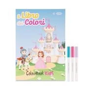 Colourbook Libro da Colorare per Bambini "Unicorno e Castello" - 120 Pagine Educative con Apprendimento Numeri, Include 3 Pennarelli Jumbo, Made in Italy