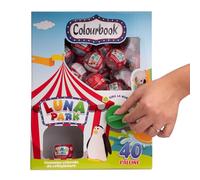 Colourbook Luna Park - Distributore Automatico Gomme da Cancellare, 40 Palline Incluse + 40 Refill, 16 Soggetti da Collezionare, Manopola in Plastica
