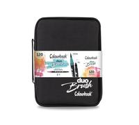Colourbook - Pennarelli Duo Brush, Doppia Punta 2.5mm e 5mm, 120 Pennarelli Professionali per Disegno Artistico, Punta Fine e Morbida, Valigetta Organizzata (Nero)