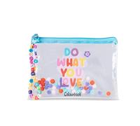 Colourbook Pochette Soft Bubbles Love, Beauty Case Trasparente 1 Pezzo, Bustina Organizer 14,5x21,5 Cm, Per Trucchi Cancelleria E Accessori, Grafica Bolle Colorate, Chiusura Zip