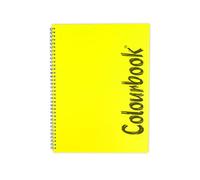 Colourbook Quaderno Spiralato A4 Fogli Bianchi, 1 Pezzo Giallo Fluo, 160 Pagine, Con Fori E Microperforazione, Copertina PPL Per Università Ufficio Disegno E Mappe