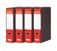 Colourbook Registratore Con Custodia e Meccanismo a Leva, Raccoglitore Archivio Professionale Con Dorso da 8 cm, Confezione da 4 pezzi, Colore Rosso