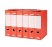 Colourbook Registratore Con Custodia, Set 6 Faldoni Ufficio, Raccoglitore Documenti A4, Dorso 8 Cm, Meccanismo A Leva 2 Anelli, In Cartone Alta Qualità, Rosso, Made In Italy