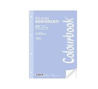 Colourbook - Ricambi Rinforzati per Raccoglitori Anelli, Banda Trasparente, 50 Fogli, Carta 90 gr, Formato A4, Made In Italy