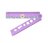 Colourbook Righello Pieghevole Happy Daisy, 30 cm, Lilla, con Stencil Geometrici, Snodo Salvaspazio, per Scuola e Disegno Tecnico