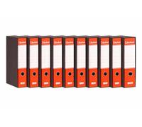 Colourbook Set 10 Registratori Rossi a Leva In Formato Protocollo Per Archiviazione Professionale Ufficio E Studio, Dorso 8 cm Con Custodia, Meccanismo Leva Metallo Resistente, Alta Capacita