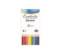 Colourbook Set 12 Matite Colorate Professionali Mina 4mm Resistenti, Pastelli Disegno Scuola E Arte, Colori IntensI E Tratto Morbido, Legno FSC Facile Da Temperare, Con Scatola Stand Da Tavolo