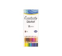 Colourbook Set 18 Matite Colorate A Pastello, Mina Grossa 4 Mm, Per Disegno Scuola E Creatività, Fusto Esagonale FSC, Tratto Morbido Sfumabile, Stand Box Da Scrivania