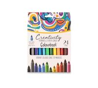Colourbook Set 24 Pennarelli Creativiy Punta Conica Lavabili e Atossici per Bambini - Tratto da 1 a 4,5 mm Scatola Riutilizzabile Cappuccio Antisoffocamento