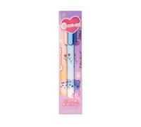 Colourbook Set 3 Penne a Sfera a Scatto Coccolotti - Penne Soft Touch Inchiostro Blu Punta Media per Scuola e Regalo Bambina