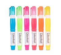 Colourbook Set 6 Correttori A Penna 7 Ml Multicolore, Bianchetto Liquido Bianco Punta Fine 2 Mm, Asciugatura Rapida Per Scuola Ufficio Casa E Astuccio
