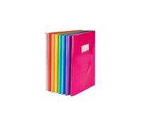 Colourbook Set 8 Copriquaderni A4, Copertine Trasparenti In PVC Antigraffio Idrorepellente, Con Targhette Nome E Alette Segnapagina, Colori Assortiti, Per Scuola Elementari Medie E Ufficio