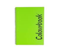 Colourbook Spiralato Fluo - Quaderno Formato A4 Con Fori e Microperforazione, 160 pagine, 70 g/m², Quadretti 1° elementare Verde fluo