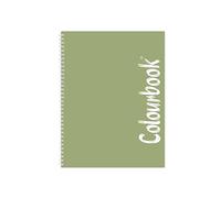 Colourbook Spiralato Pastel - Quaderno Formato A4 Con Fori e Microperforazione, 160 pagine, 70 g/m², Righe medie e superiori Verde Militare