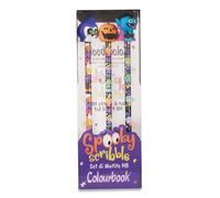Colourbook Spooky - Set 3 Matite HB, Topper in Gomma Tema Halloween,