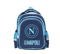 Colourbook - Zaino Scuola Napoli, Spallacci Regolabili, 4 Tasche Principali + 2 Laterali, Borraccia Ufficiale da 500ml Inclusa, Dimensioni 32x40x24, 20L (Dark Blue)