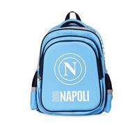 Colourbook - Zaino Scuola Napoli, Spallacci Regolabili, 4 Tasche Principali + 2 Laterali, Borraccia Ufficiale da 500ml Inclusa, Dimensioni 32x40x24, 20L (Azzurro)